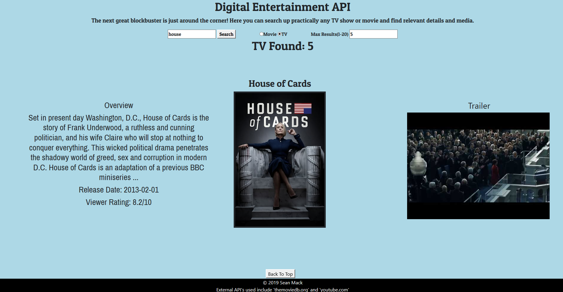 API Main Page API Main Page